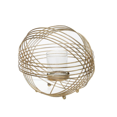 METAL 9 SPHERE TEA LIGHT CANDLE HOLDER, GOLD