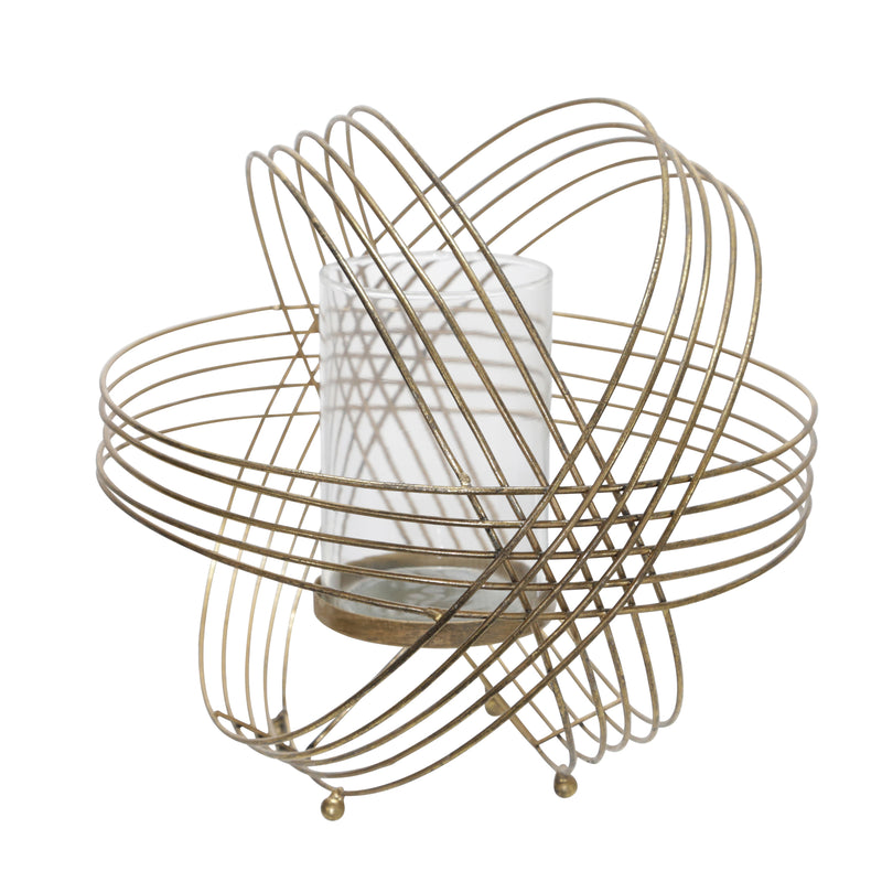 METAL 11 SPHERE TEA LIGHT CANDLE HOLDER, GOLD