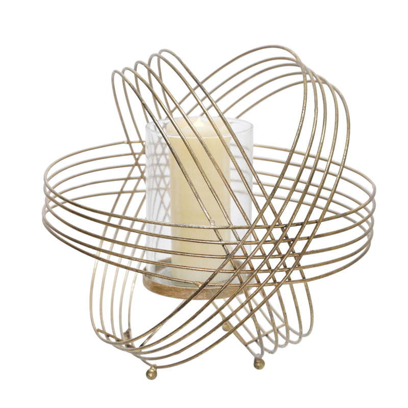 METAL 11 SPHERE TEA LIGHT CANDLE HOLDER, GOLD