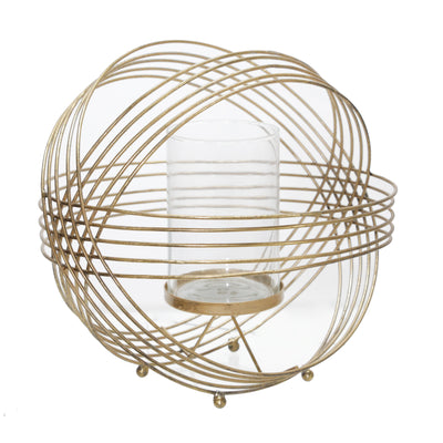 METAL 11 SPHERE TEA LIGHT CANDLE HOLDER, GOLD