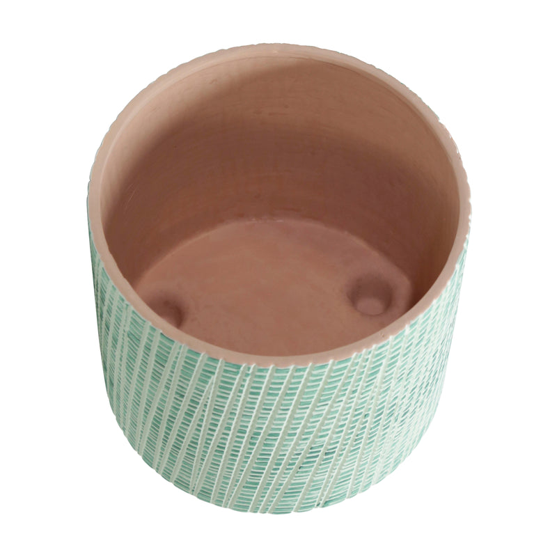 S/2  CHECKERED FOOTED PLANTER 6/8, GREEN