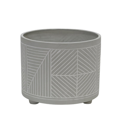 S/2 CERAMIC DIAMOND FOOTED PLANTER 10/12, GRAY