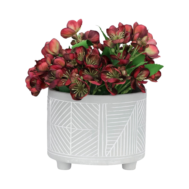 S/2 CERAMIC DIAMOND FOOTED PLANTER 10/12, GRAY