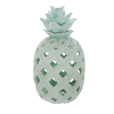 CERAMIC 11H PINEAPPLE DECOR, GREEN