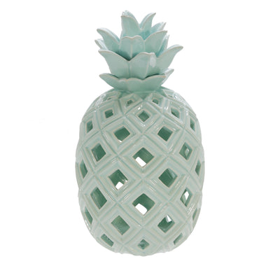 CERAMIC 11H PINEAPPLE DECOR, GREEN