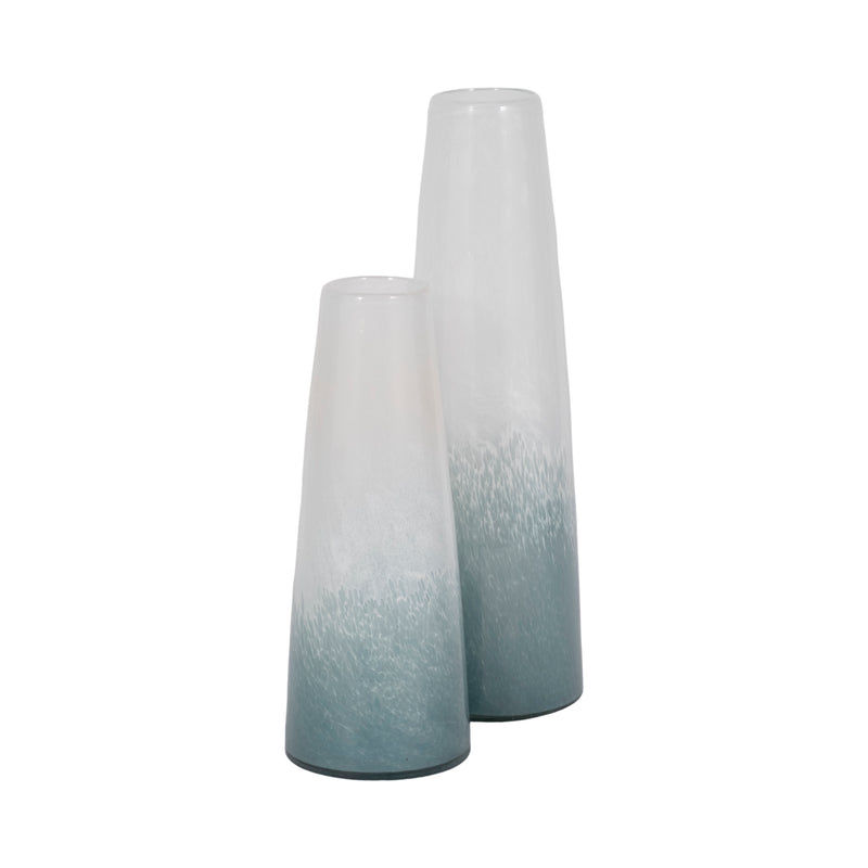 15 Light Blue Waters Vase, Blue/white