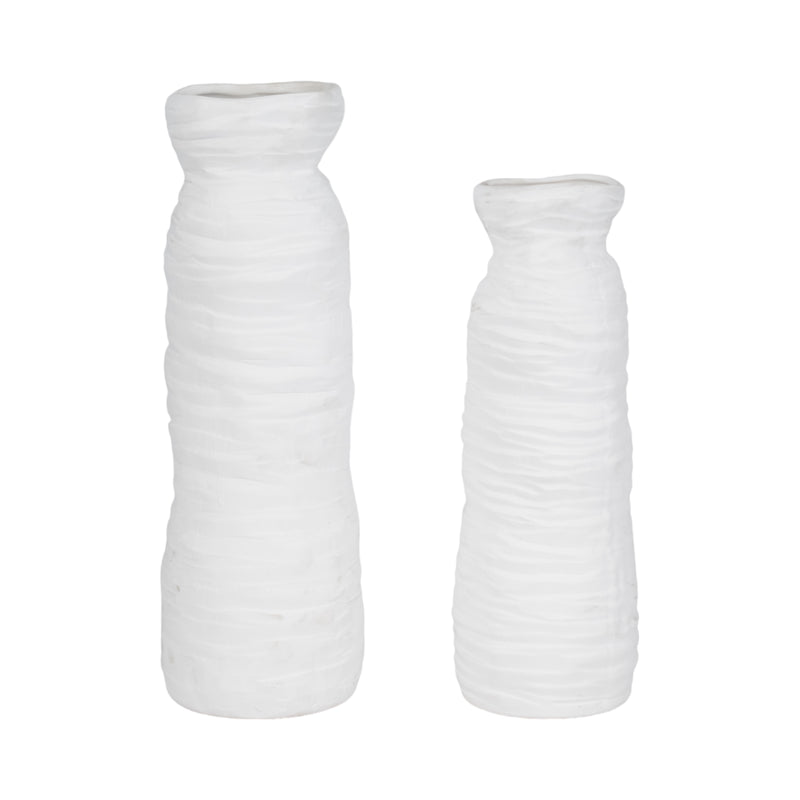 19 Horizontal Ribbed Matte Vase, Ivory