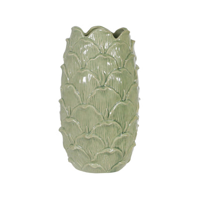 CERAMIC 10 KOI VASE, GREEN