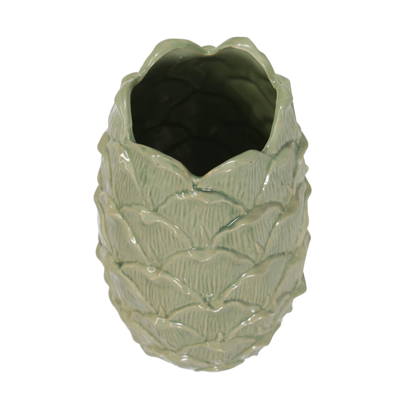 CERAMIC 10 KOI VASE, GREEN