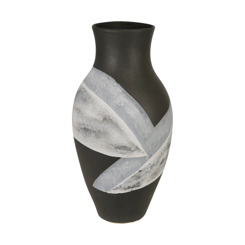 CERAMIC 18 PAINTED VASE, MATTE BLACK