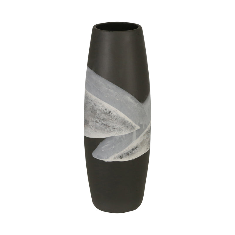 CERAMIC 14 PAINTED VASE, MATTE BLACK