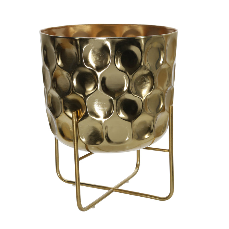 S/2 METAL 12/15 HAMMERED PLANTER, GOLD