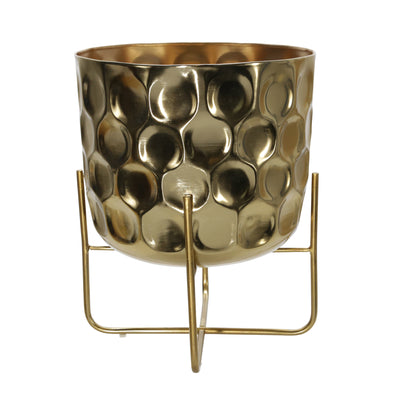 S/2 METAL 12/15 HAMMERED PLANTER, GOLD