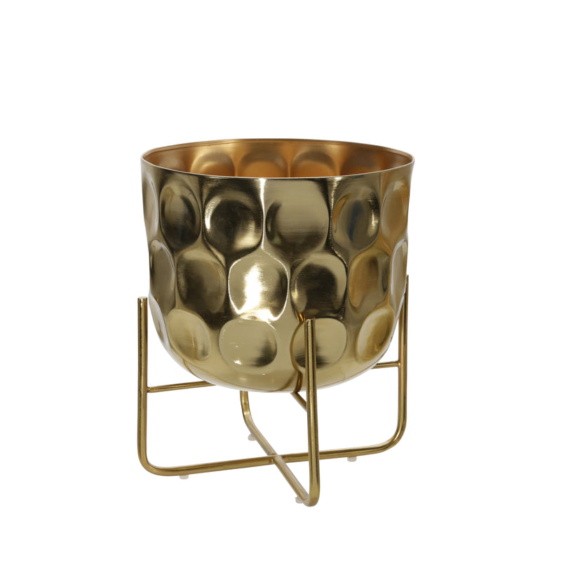 S/2 METAL 12/15 HAMMERED PLANTER, GOLD