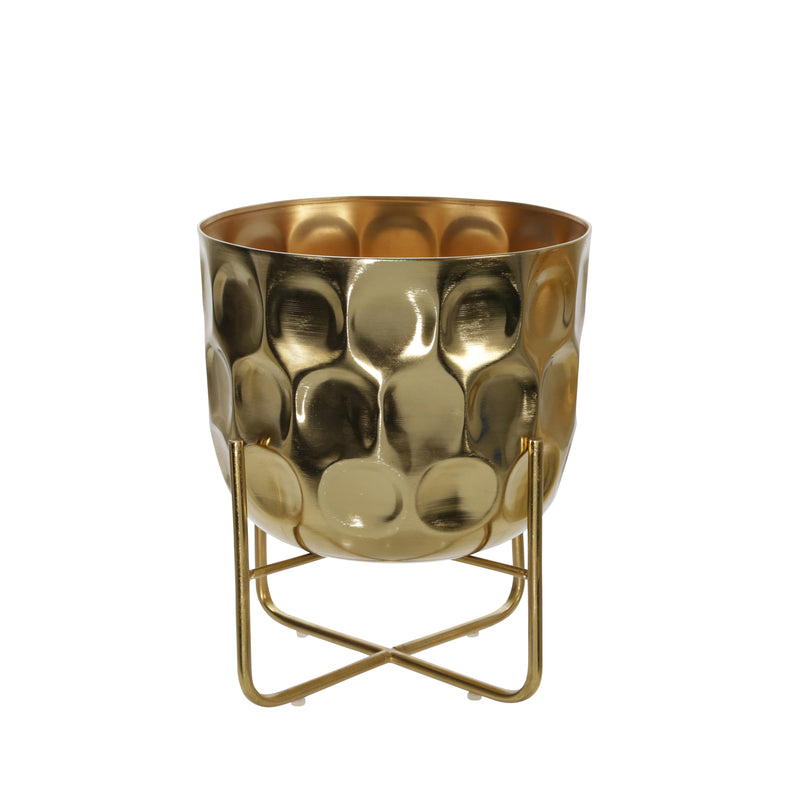 S/2 METAL 12/15 HAMMERED PLANTER, GOLD