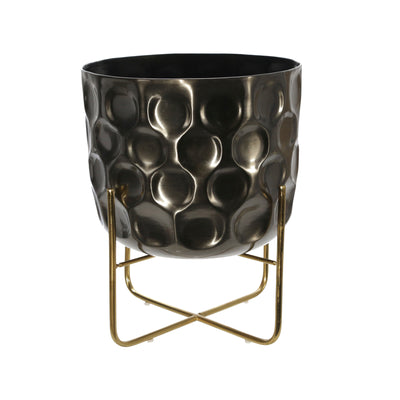 S/2 METAL 12/15 HAMMERED PLANTER, GUNMETAL