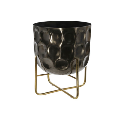 S/2 METAL 12/15 HAMMERED PLANTER, GUNMETAL