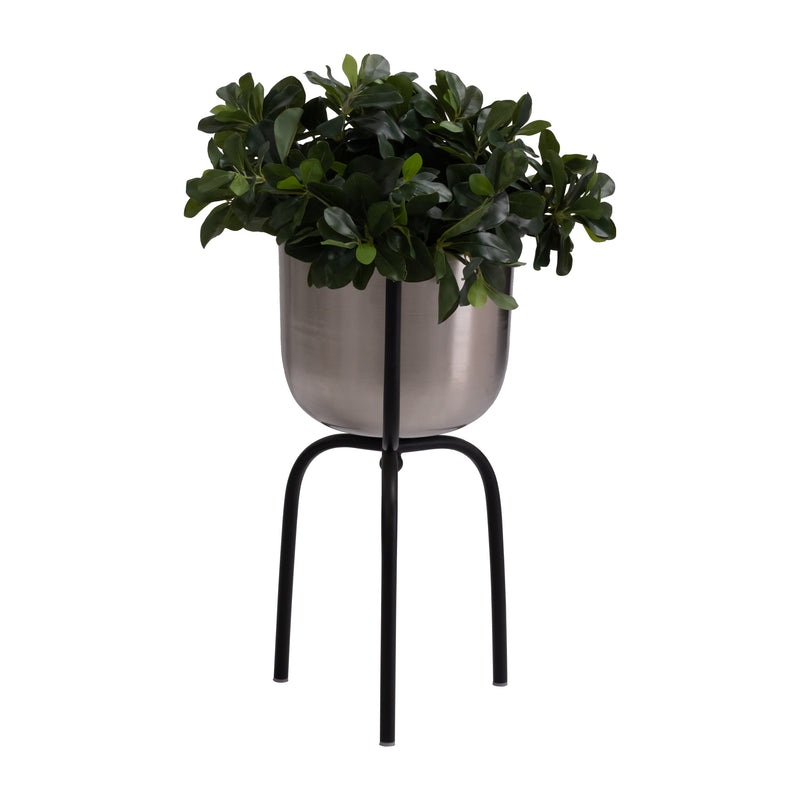 METAL 20 PLANTER ON TRIPOD, SILVER/BLACK