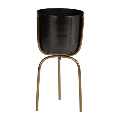 METAL 25 PLANTER ON TRIPOD, GUNMETAL/GOLD