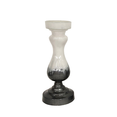 GLASS, 16 CANDLE HOLDER, WHITE/BLACK