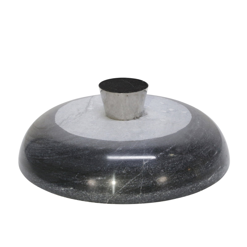 MARBLE 17 BOWL W/ METAL BASE, GRAY