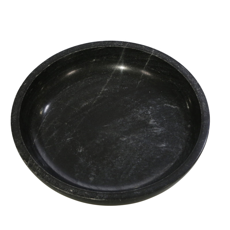 MARBLE 17 BOWL W/ METAL BASE, GRAY