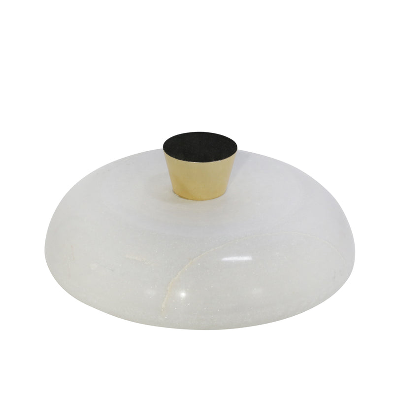 MARBLE 12 BOWL W/ METAL BASE, WHITE