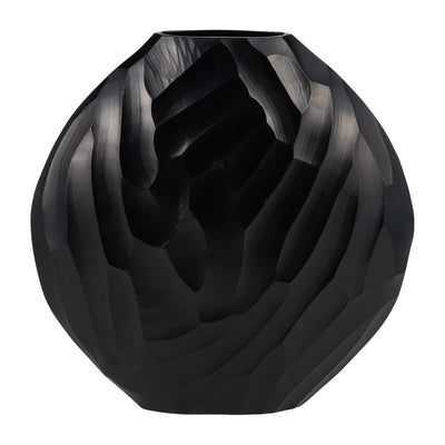 ALUMINUM 14H HAMMERED VASE, MATT BLACK