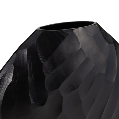 ALUMINUM 14H HAMMERED VASE, MATT BLACK