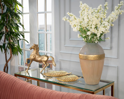 ALUMINUM 16H HORSE TABLE DECO, CHAMPAGNE GOLD