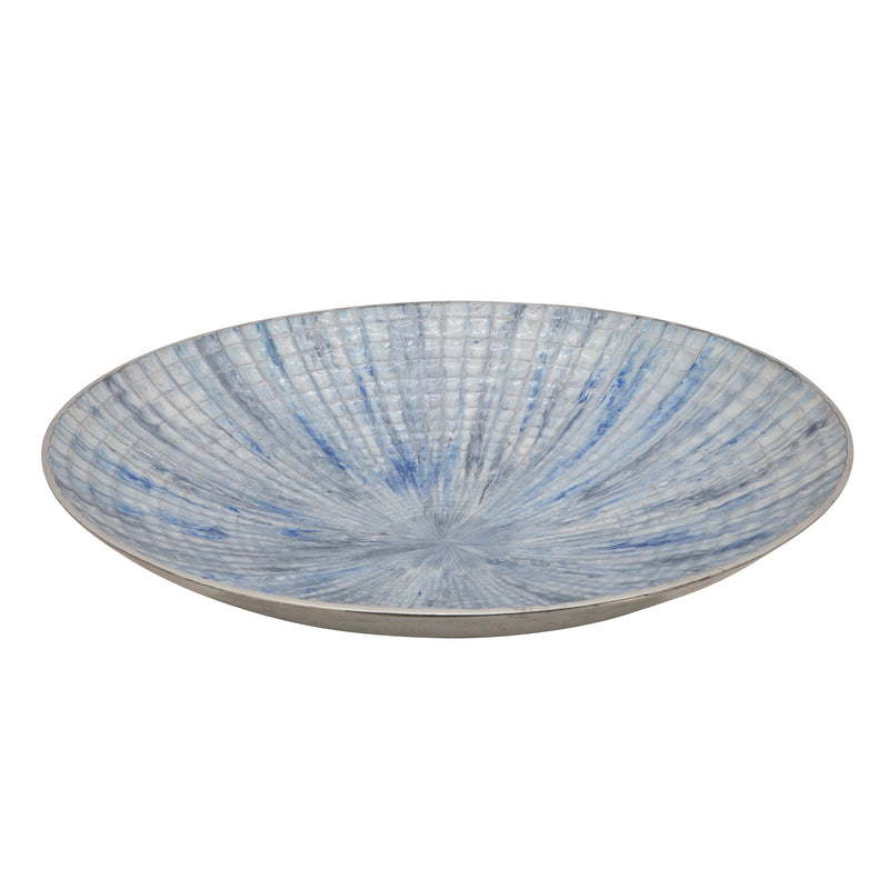 S/2 METAL 10/21 ROUND PLATES, IVORY/BLUE