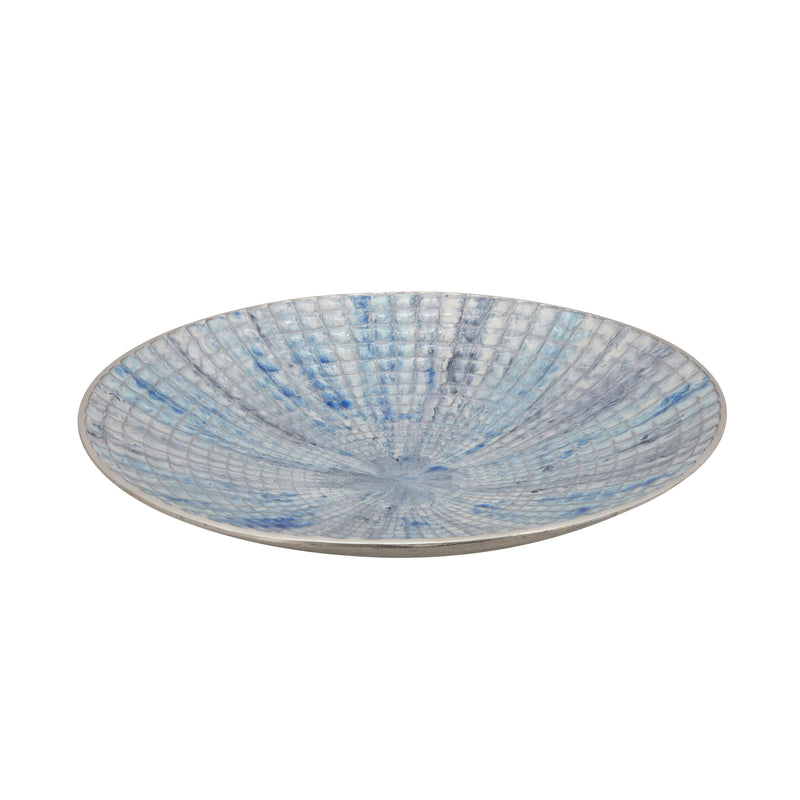 S/2 METAL 10/21 ROUND PLATES, IVORY/BLUE