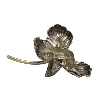 METAL 12 ORCHID TEALIGHT CANDLE HOLDER, GOLD