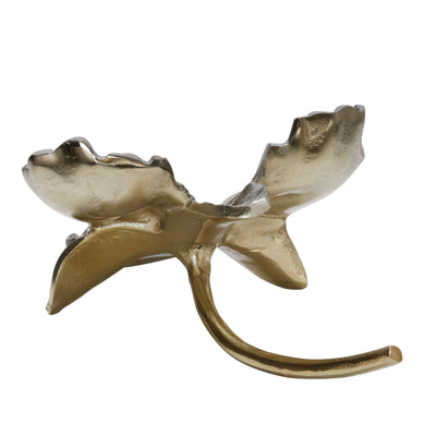 METAL 12 ORCHID TEALIGHT CANDLE HOLDER, GOLD