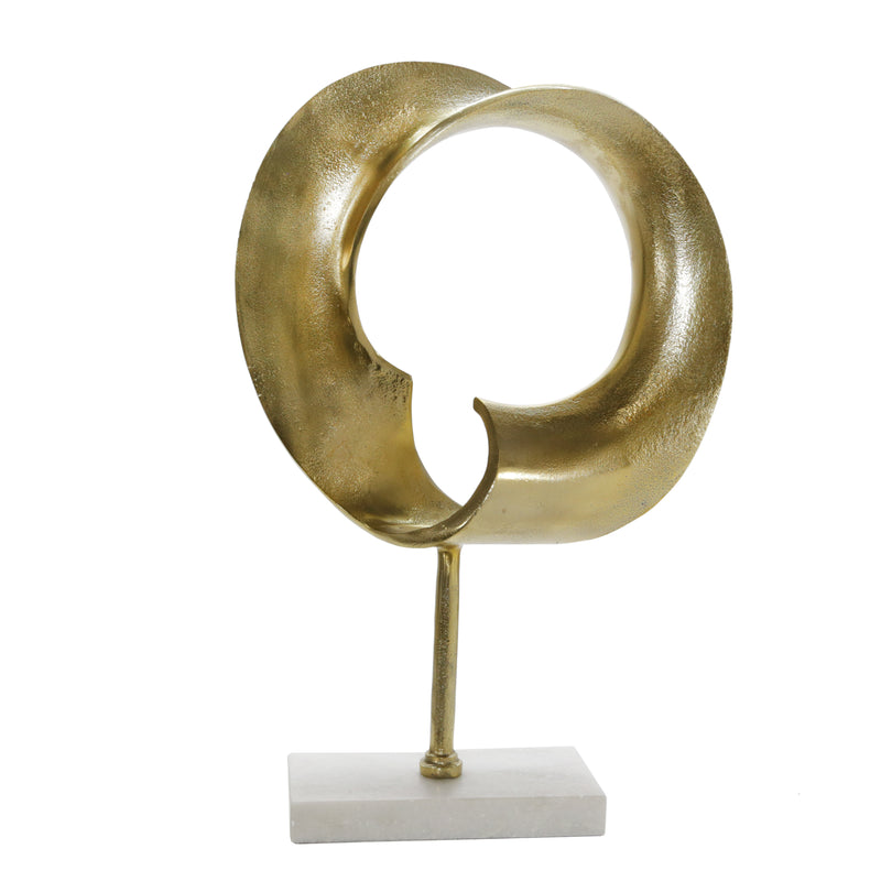 METAL 20H DISC W/ MARBLE BASE, GOLD