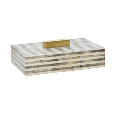 BONE 9 RECTANGULAR BOX, LIGHT GRAY/GOLD