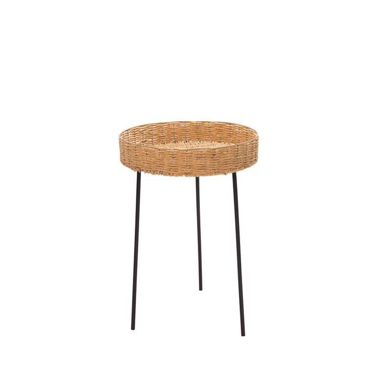 RATTAN 24H ROUND ACCENT TABLE, BROWN