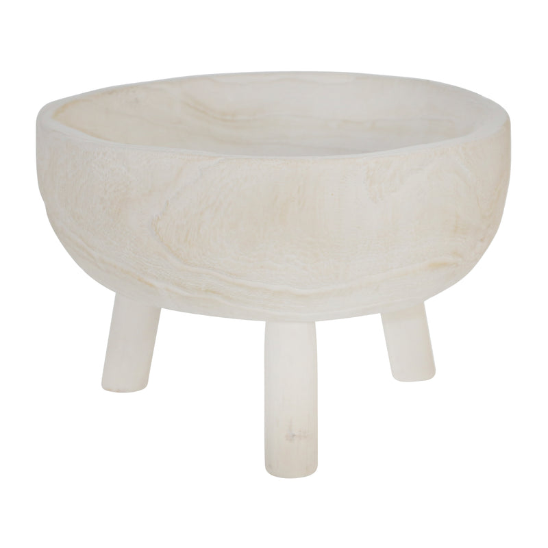 WOOD 11 BOWL WITH LEGS, WHITE