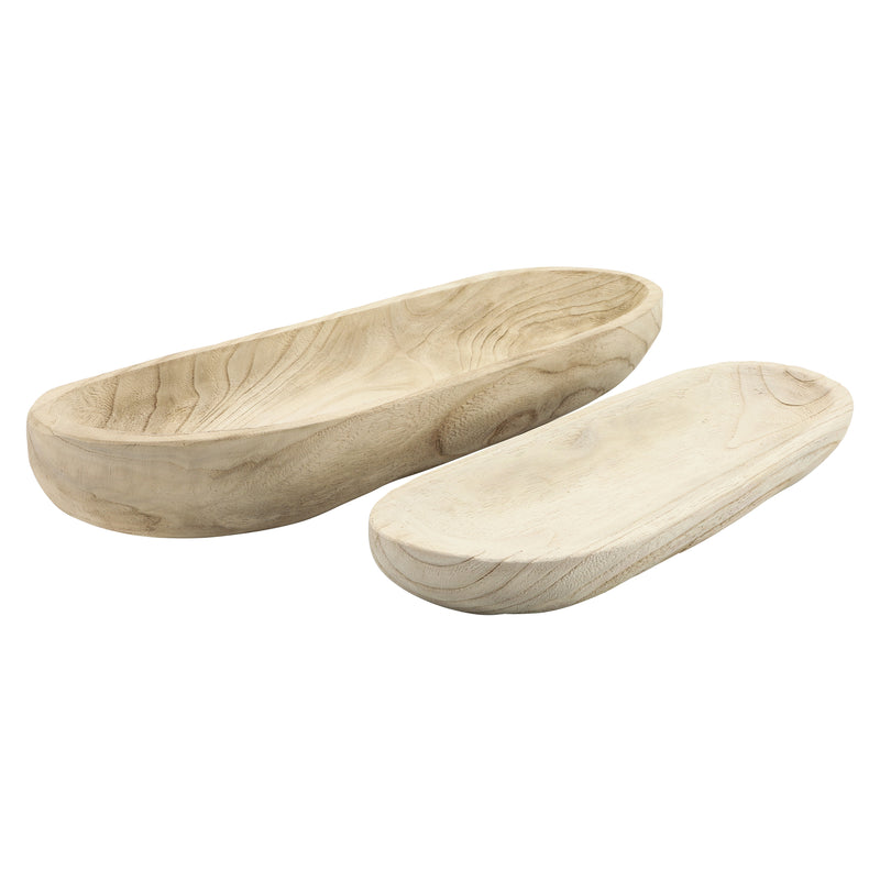 S/2 18/24 WOOD DECOR PLATES, NATURAL