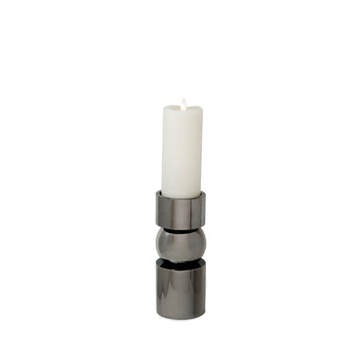 GLASS 6H PILLAR CANDLE HOLDER, SMOKE