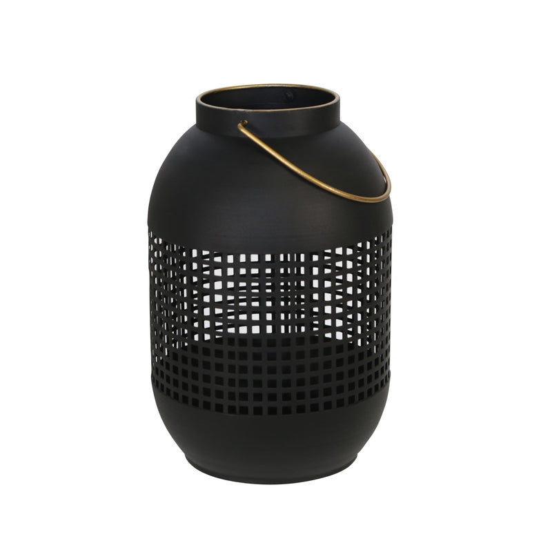 METAL 13 CAGE HURRICANE LANTERN, BLACK