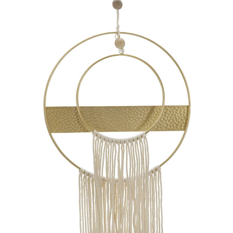 METAL 41H DREAM CATCHER W/ TASSELS, NATURAL