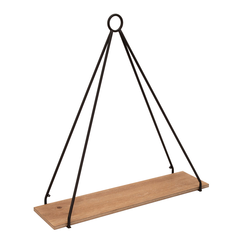 S/2 METAL/WOOD 20/24 TRIANGLE SHELF, BROWN/BLACK