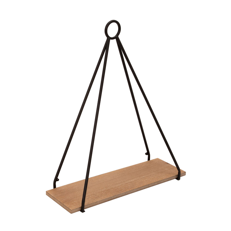 S/2 METAL/WOOD 20/24 TRIANGLE SHELF, BROWN/BLACK