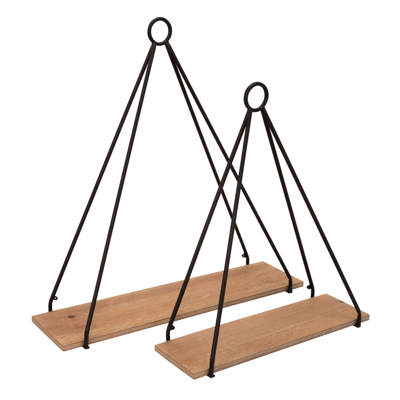 S/2 METAL/WOOD 20/24 TRIANGLE SHELF, BROWN/BLACK