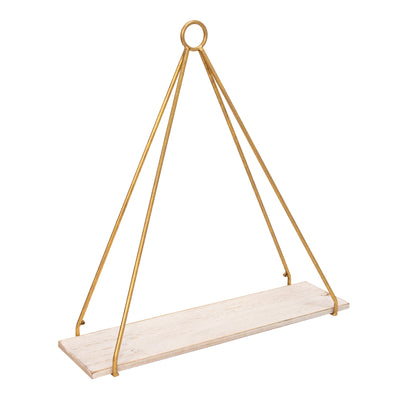 S/2 METAL/WOOD 20/24 TRIANGLE SHELF, WHITE/GOLD