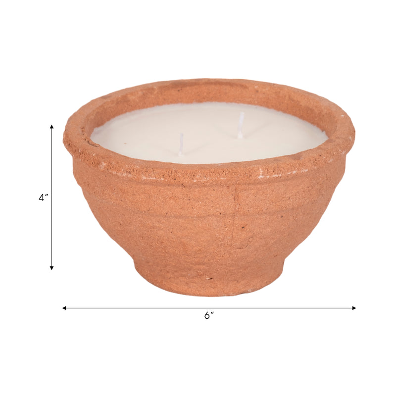 6 14 Oz Santal & Spruce Bowl Candle, Terracotta