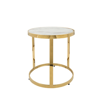 S/2 METAL ROUND SIDE TABLE, GOLD