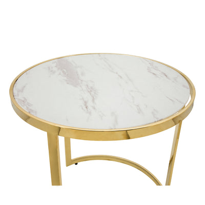 S/2 METAL ROUND SIDE TABLE, GOLD