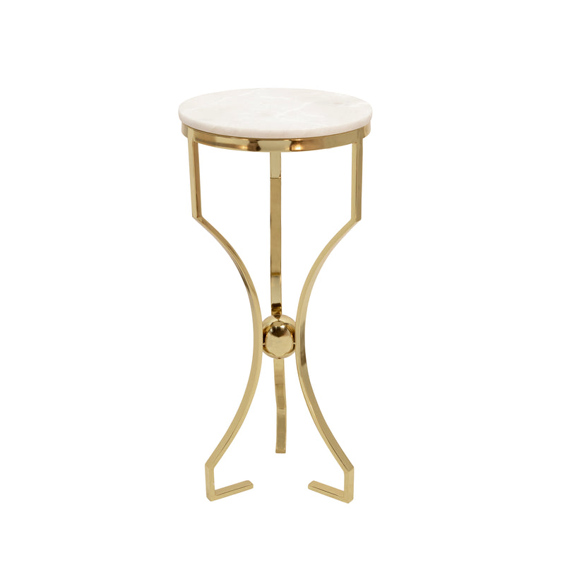 METAL/MARBLE, HOURGLASS SHAPED  LEGS TABLE, GOLD